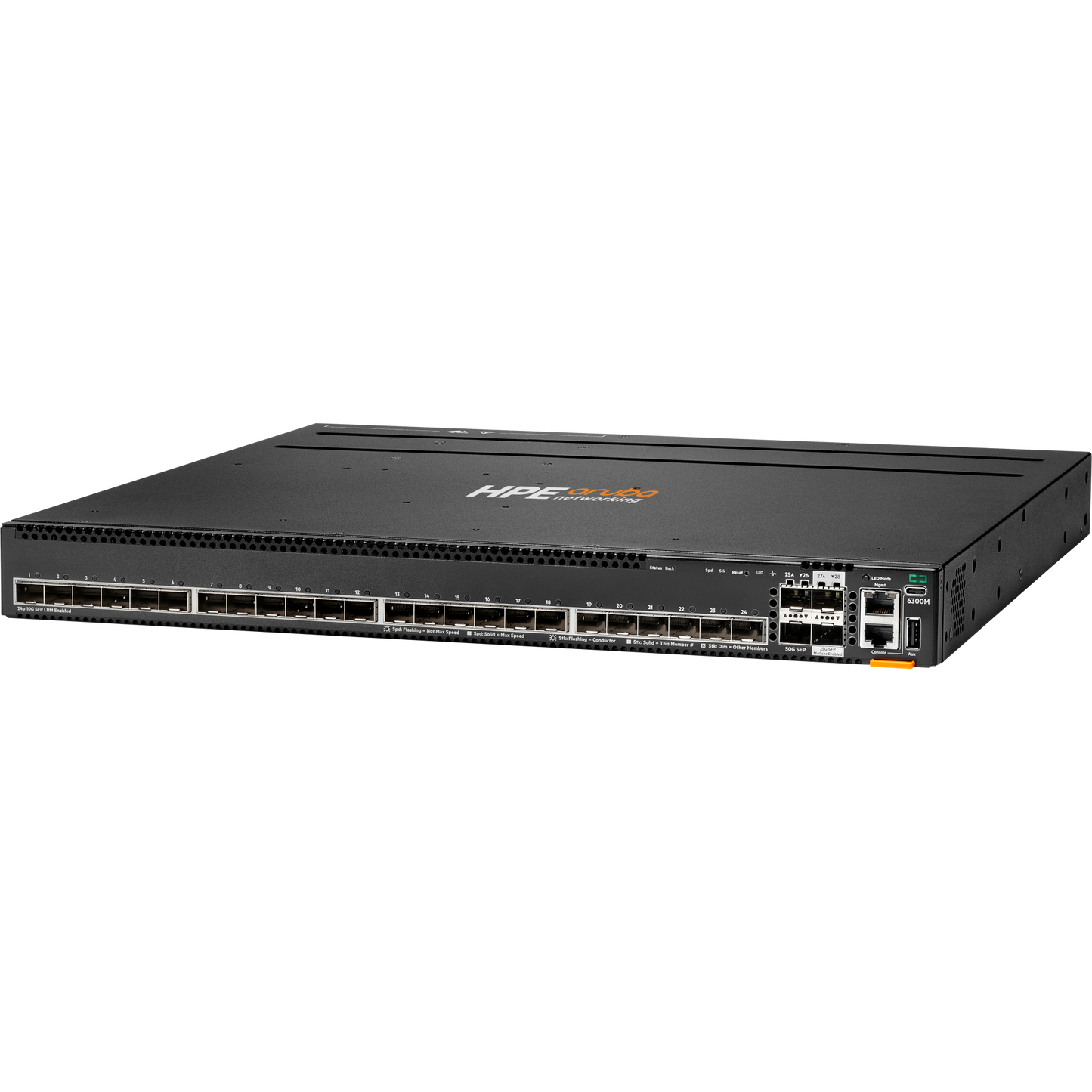 HPE Aruba Networking CX 6300M 24p SFP+ LRM support and 2p 50G and 2p 25G MACSec Switch