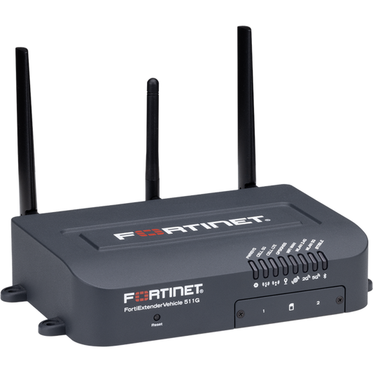 FortiExtenderVehicle-511G Rugged Broadband Wireless WAN Router for Vehicle and OT applications with 1x "Dual SIM 5G Sub-6GHz M.2 Module (DL/UL=3.4Gbps/0.46Gbps)" + 1x reserved eSIM for NA/EMEA/APAC Carriers. It has 1x 2.5GE WAN + 4x GE LAN RJ [FEV-511G-E]