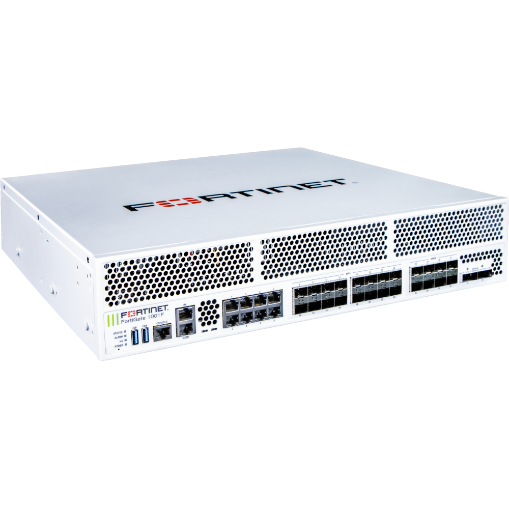 FortiGate-1000F-LENC 2x 100GE QSFP28 slots , 8x 25GE SFP28 slots, 16x 10GE SFP+ slots, 8x 10GE BASE-T RJ45 ports, 1x 1GE MGMT port, 1x 2.5GE HA port, SPU NP7 and CP9 hardware accelerated, dual AC power supplies. [FG-1000F-LENC]
