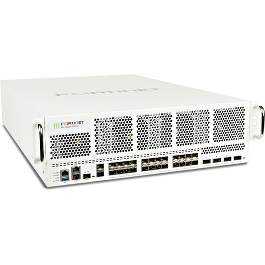 FortiGate-6301F-LENC 4 x 100/40GE QSFP28 slots, 24 x 25/10GE SFP+ slots, 2 x 1GE RJ45 management ports, 2x 10GE SFP+ HA ports, 1x 10GE SFP+ MGMT port, 2 x 1TB NVMe, and 3 x AC power supplies [FG-6301F-LENC]