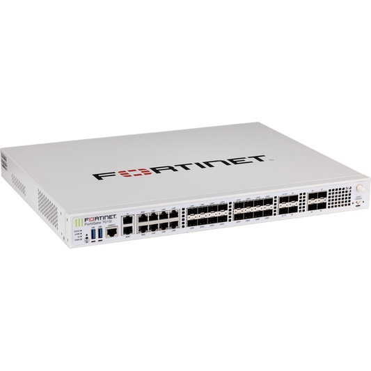 FortiGate-701G 4 x 25G SFP28 slots, 4 x 10GE SFP+ slots, 16 X 1G SFP slots, 8 x 5G BASE-T RJ45 ports, 2 x RJ45 ports (Incl. HA 2.5G and MGMT 1G), SPU NP7 and CP10 hardware accelerated, 960GB onboard SSD storage, dual AC power supplies [FG-701G]
