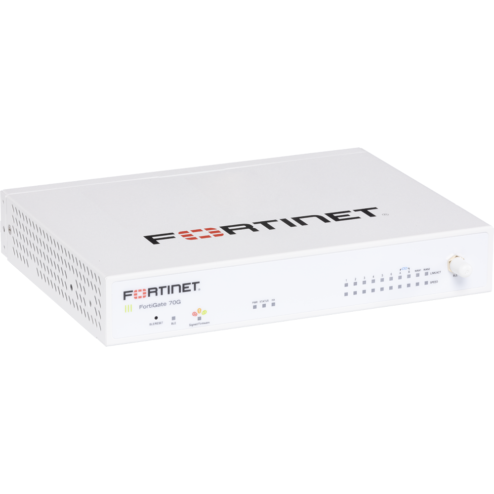 FortiGate-70G 10 x GE RJ45 ports (including 7 x Internal Ports, 2 x WAN Ports, 1 x DMZ Port). [FG-70G]
