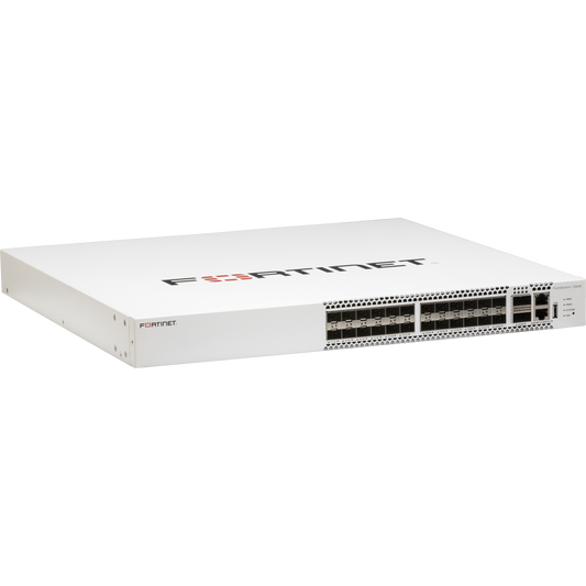 FortiSwitch-1024E Layer 2/3 FortiGate switch controller compatible switch with 24 x GE/10GE SFP/SFP+ slots and 2 x 100GE QSFP28. Dual AC power supplies [FS-1024E]
