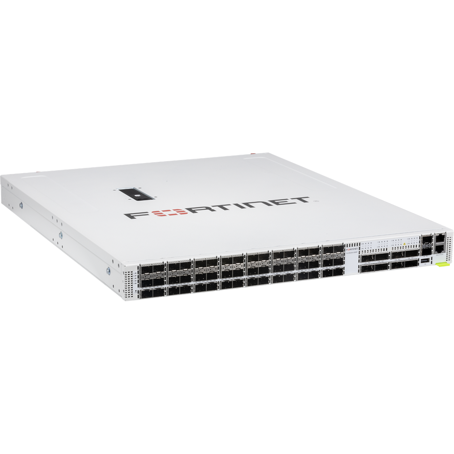FortiSwitch-2048F-B2F Layer 2/3 FortiGate switch controller compatible switch with 48x 25G SFP28 + 8x 100G QSFP28 + 2x 10G SFP+. Dual AC power supplies. Back to front air flow. [FS-2048F-B2F]