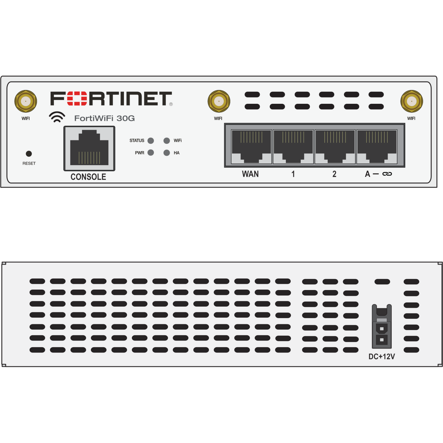 FortiWiFi-30G 4 x GE RJ45 ports (including 3 x Internal Ports, 1 x WAN Ports), Wireless (802.11a/b/g/n/ac/ax) Region Code E [FWF-30G-E]