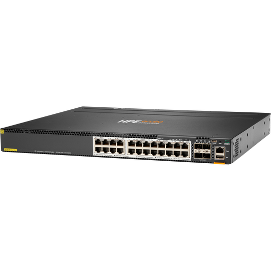 HPE Aruba Networking CX 6300M 24-port HPE Smart Rate 1/2.5/5GbE Class 6 PoE and 4-port SFP56 Switch