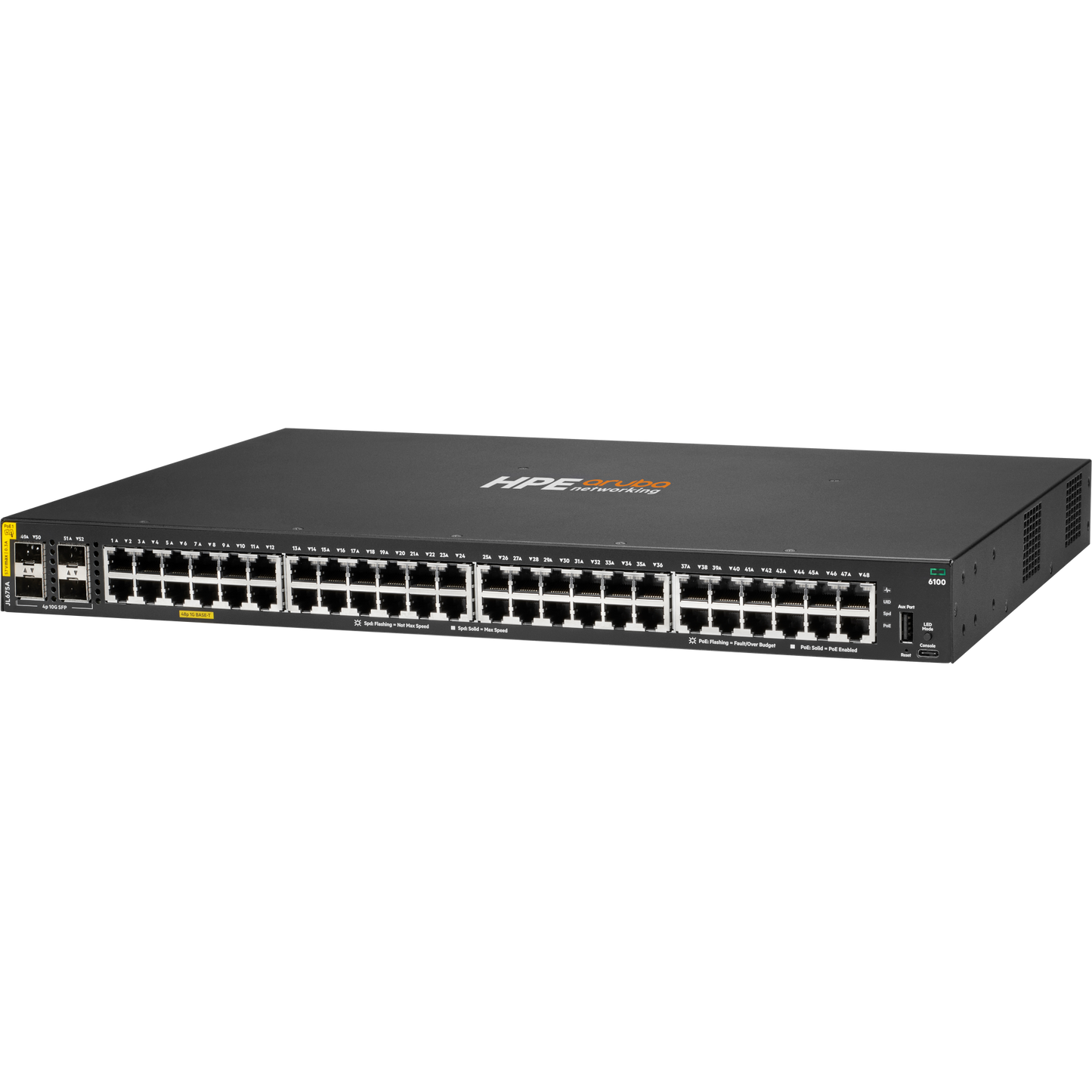 HPE Aruba Networking CX 6100 48G Class4 PoE 4SFP+ 370W Switch