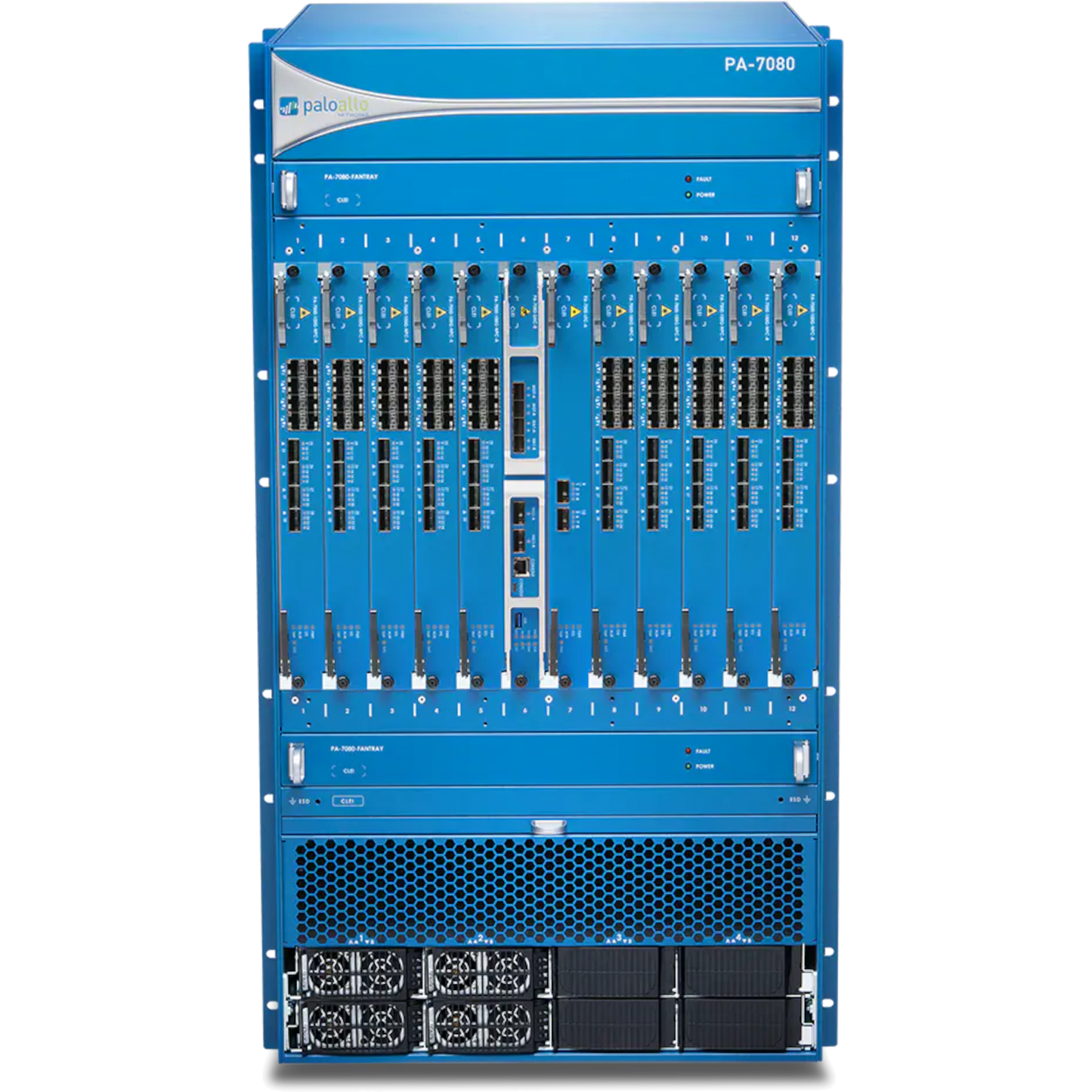 PA-7080 Base DC Hardware Bundle. Includes DC Chassis, 4xDC power supplies, 2xFan Trays, Fan Filter, Switch Management Card, and Logging Card, lab use only [PAN-PA-7080-DC-SYS-LAB]