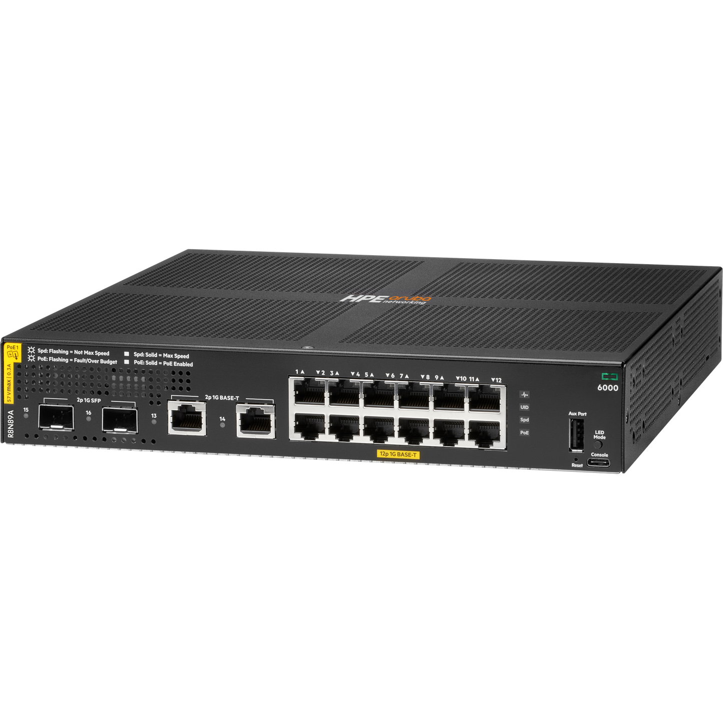 HPE Aruba Networking CX 6000 12G Class4 PoE 2G/2SFP 139W Switch
